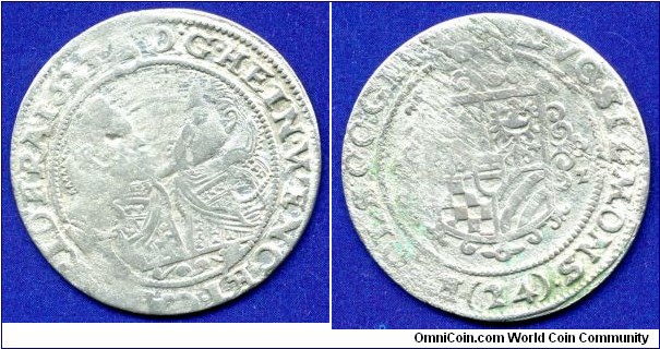 24 kreuzer.
Schlesien-Münsterberg-Öls.
Henrich Watslaw Pjast & Karl Friedrich (1617-1639).


Ag.
