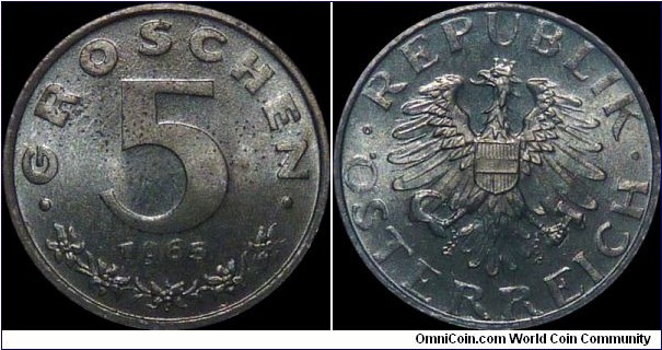 Austria 5 Groschen 1965 Proof