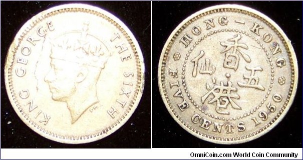 Hong Kong
Five cents
Die crack error