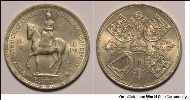 1953 Queen Elizabeth II 5 shillings