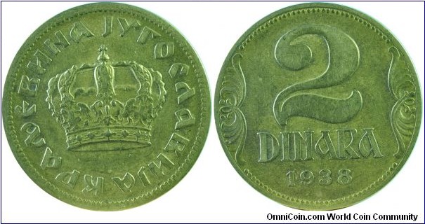 Yugoslavia(Kingdom)2Dinara-km20-1938