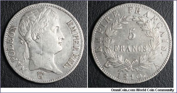5 Francs Napoleon as Emperor of the French Obverse: Napoleon Imperial Bust Reverse: Simple  5 Francs Mintage: 8,797,000 Silver .900