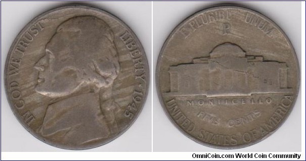 1945-P Jefferson Nickel