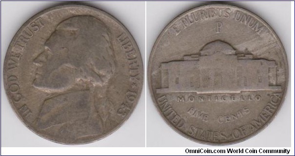 1943-P Jefferson Nickel
