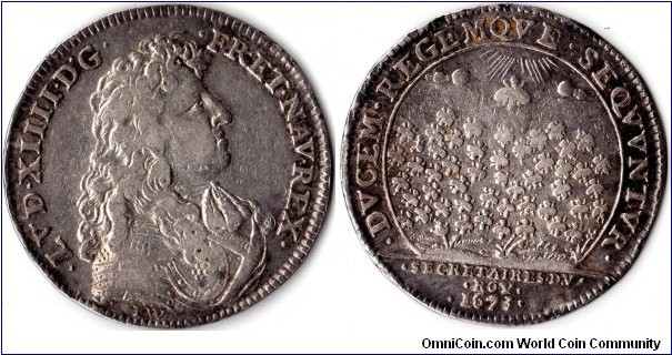 silver jeton struck for the secretaires du roi in 1673