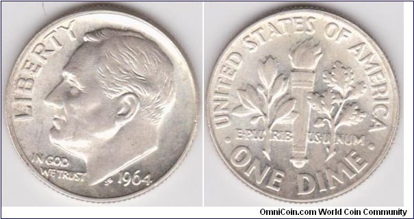 1964 Roosevelt Dime
