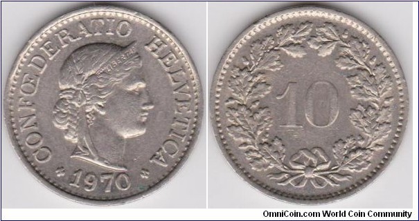 1970 Switzerland 10 Rappen