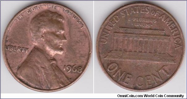 1968 Lincoln 1 Cent